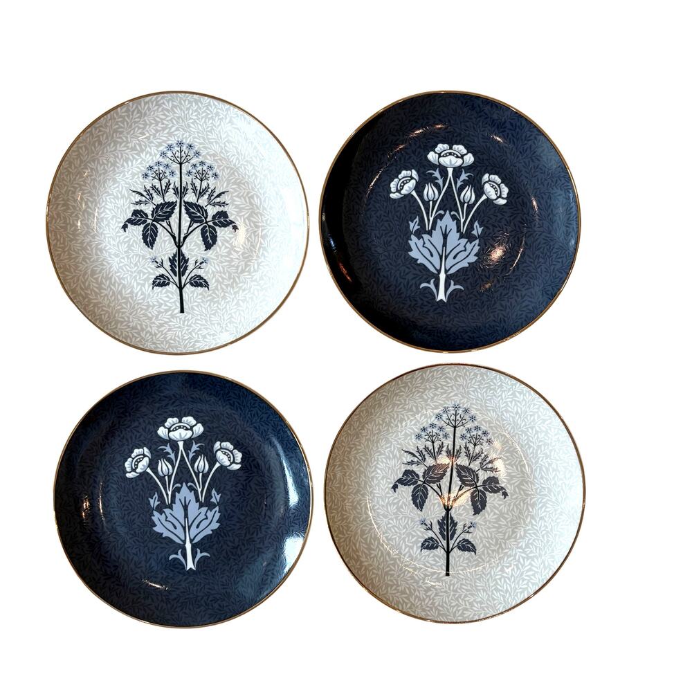 William Morris & Co. Sweet Meadow Appetizer Plates 6.5in Set of 4 Porcelain NEW - Picture 3 of 11